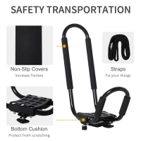 HOMCOM Kayak Roof Rack, 2 Pieces J Bars with Straps on SUV, Boat Surf Float Mat Canoe Carrier, for Car SUV Truck Crossbar(m-6)