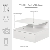 HOMCOM 2 tlg. Wandnachttische Nachttisch Wandschrank mit Schublade Schwimmendes Design Schlafzimmer Nachtkommode Beistelltisch modern Spanplatte Weiß 35x32x22,5 cm(m-5)