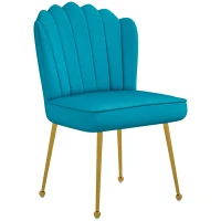 HOMCOM Velvet-Feel Shell Accent Chair - Blue(m-10)