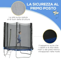 SPORTNOW Trampolino Elastico con Scaletta e Rete di Sicurezza, in Acciaio e Plastica, Ø180x200 cm, Blu(m-4)
