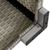 Outsunny Outdoor PE Rattan Corner Sofa, Garden Wicker Furniture Single Sofa Chair w/ Cushions, Light Grey(m-7)