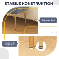 HOMCOM Sitzbank im Tufting-Design, Bezug in Samtoptik, Stahlbeine, hellgrau, 115 x 46 x 49 cm(m-6)