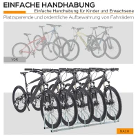 HOMCOM Fahrradständer für 5 Fahrräder, wetterfest, Wand- oder Bodenmontage, Stahl 145 x 33 x 27 cm(m-7)