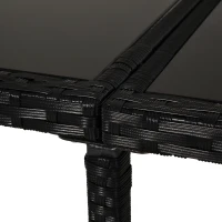 Outsunny Set 11 PZ Mobili da Giardino in Rattan da Esterno con Tavolo in Vetro Temperato e Cuscini, Set da Pranzo, Nero(m-8)
