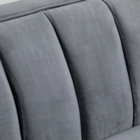 HOMCOM Canapé 3 Places Style Art Déco piètement Acier doré revêtement Velours Gris(m-6)