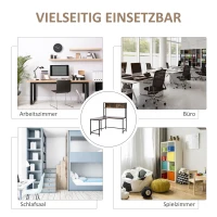 HOMCOM Computertisch, L-förmiger Eckschreibtisch, Schreibtisch, Bürotisch, Gamingtisch, PC-Tisch, Spanplatte+Metall, Natur+Schwarz, 140 x 125 x 149 cm(m-7)