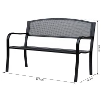 Outsunny Banc 3 Places de Jardin terrasse Style Contemporain 127L x 60l x 87H cm métal époxy anticorrosion Noir(m-3)