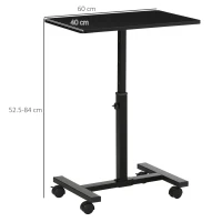 HOMCOM Laptop Table Height Adjustable, Mobile Laptop Stand with Wheels, Sofa Side Table for Home Office, Black(m-3)