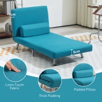 HOMCOM Single Linen-Feel Sleeper Chair - Dark Blue(m-6)