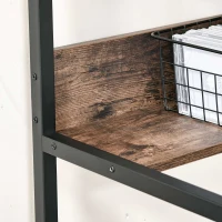 HOMCOM Computer Desk with Storage Shelf, 120 x 60cm Home Office Desk with Metal Frame, Study Table, Easy Assembly, Rustic Brown(m-9)