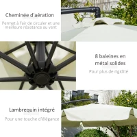 Outsunny Parasol déporté octogonal inclinable manivelle avec pied en croix Ø 2,65 x 2,45H m beige(m-7)