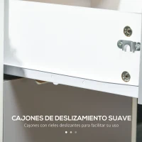 HOMCOM Mueble Archivador con Ruedas 3 Cajones Cerradura y 2 Llaves para Estudio Salón 40x40x63,5 cm Blanco y Gris(m-7)