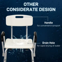 HOMCOM Adjustable Shower Chair, Shower Seat, Portable Medical Stool with Adjustable Back and Armrest for Mobility(m-8)