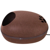 PawHut Cueva Gato Cama para Gato de Forma de Cáscara Semi-Cerrado Casa para Gatos Interior Desmontable Fieltro 47x38x24cm(m-7)