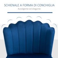 HOMCOM Set 2 Sedie Moderne e Imbottite per Salotto o Soggiorno con Rivestimento Effetto Vellutato, 57x58x88cm, Blu(m-5)