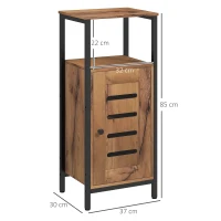 kleankin Meuble bas de salle de bain avec porte à lamelles structure en acier niche ouverte 37 x 30 x 85 cm brun rustique(m-3)