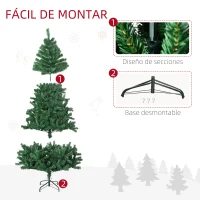 HOMCOM Árbol de Navidad de 180 cm Árbol Artificial 1000 Puntas para Decoración Navideña de Plástico Metal Ø120x180 cm Verde(m-7)