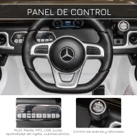 HOMCOM Coche Eléctrico para Niños de Batería 12 V BENZ G500 con Control Remoto Música Bocina 3-5 km/h Carga 30 kg Blanco(m-5)