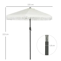 Outsunny Ombrellone da Giardino 2.3x2.2m Inclinabile con Palo Centrale e Manovella, Crema(m-3)