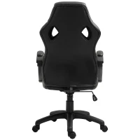 HOMCOM Silla de Oficina Silla Estudio con Función Basculante Altura Ajustable y Respaldo Alto Tapizado en Cuero PU y Malla Transpirable 71x61x108-118 cm Negro(m-9)
