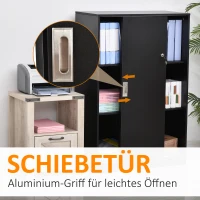 HOMCOM Aktenschrank mit verschließbarer Tür, inklusive 2 Schlüsseln, 80 cm x 40 cm x 120 cm, Schwarz(m-7)