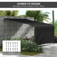 Outsunny Markise Anlehnmarkise, wetterbeständig, 396 x 302 x 210/280 cm, Dunkelgrau(m-5)