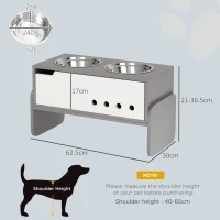 PawHut 3 Height Adjustable Raised Dog Bowls, Dog Feeding Storage Station w/ Slow Feeder Mat, 2 Stainless Steel Bowls(m-3)
