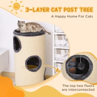PawHut 70cm Height Cat Post Tree Scratching Barrel Sisal Activity Center Condo Kitten Bed Scratcher Climbing Climber Play House for Indoor Cats(m-4)