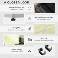 Outsunny Seven-Piece Rattan Garden Set, with Glass-Top Table - Black/Beige(m-7)