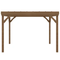 Outsunny Pergola 4 x 3 m en bois traditionnelle autoportante avec 4 pieds Toit terrasse à décorer - marron(m-9)