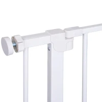 PawHut Barrière de sécurité longueur réglable dim. 76-82l x 76H cm sans perçage métal plastique blanc(m-9)