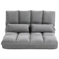HOMCOM Bodenstuhl Bodensessel mit Liegefunktion Verstellbarer Rückenlehne Sitzkissen Relaxsessel zum Fernsehen, Lesen Meditationsstuhl Lazy Sofa Lesesessel für Meditation Yoga Büro Grau(m-10)