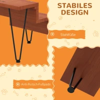 PawHut Haustiertreppe Hundetreppe, 3 Stufen, Kiefernholz, 46 cm x 54 cm x 42,5 cm,  Braun + Schwarz(m-6)