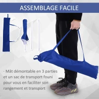 Outsunny Parasol de plage Parasol inclinable octogonal Ø 160 cm tissu polyester haute densité anti-UV mât démontable sac de transport inclu bleu(m-7)