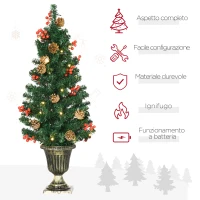 HOMCOM Decorazioni Natalizie, Set 4 Pezzi con 2 Alberelli di Natale Φ40x90 cm, Ghirlanda Natalizia e Corona di Natale(m-4)