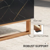 HOMCOM Elegant Marble Effect Storage Coffee Table - Black(m-6)
