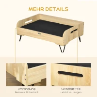 Pawhut Haustiersofa Hundematte Katzensofa Hundecouch Hundebett mit Kissen Indoor modernes Sofa für kleine und mittelgroße Hundesofa waschbarer Bezug Stahlbeine Natur+schwarz 82 x 56 x 31,5 cm(m-6)