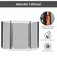 HOMCOM Red de Seguridad de Reemplazo para Trampolín Ø244 cm con Puerta con Cremallera para 6 Postes Rectos Ø244x180 cm Negro(m-7)
