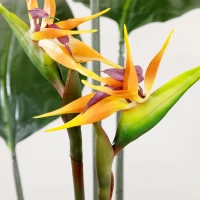HOMCOM Plante artificielle oiseau de paradis Strelitzia hauteur 1,80 m 13 feuilles et 2 fleurs grand réalisme pot Inclus(m-7)
