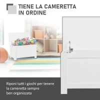 HOMCOM Panca Contenitore Multiuso in Legno MDF, 2 Maniglie e Apertura con Blocco di Sicurezza, 81x40x46cm, Bianco(m-6)
