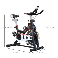 HOMCOM Heimtrainer Indoor-Cycle leiser Betrieb 103 x 48 x 115cm Stahl Schwarz(m-3)