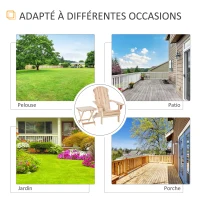 Outsunny Fauteuil de Jardin Adirondack Pliable avec Repose-Pied et Table Basse Bois Sapin traité Naturel(m-7)
