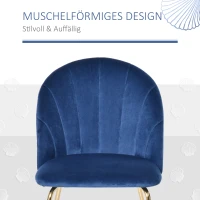 HOMCOM 2er-Set Esszimmerstühle im Retrodesign 52 cm x 52 cm x 81 cm Blau+Gold(m-4)