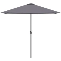 Outsunny Balcony Half Parasol Semi Round Umbrella Patio Crank Handle (2.3 m, Grey)- NO BASE INCLUDED(m-11)