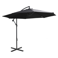 Outsunny 2.45m Overhanging Cantilever Parasol, Heavy Duty Waterproof Garden Umbrella with Cross Base, Black