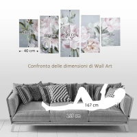 HOMCOM Stampa su Tela con Peonie, 5 Pezzi per Casa e Ufficio, Tela in Legno di Pino e Vernice ad Acqua, 200x100cm, Multicolore(m-6)