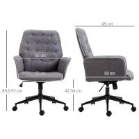 HOMCOM Bürostuhl mit Wippfunktion Drehstuhl Home-Office-Stuhl höhenverstellbarer Schreibtischstuhl Computerstuhl Arbeitsstuhl mit Armen 360°-Drehräder Schaumstoff Dunkelgrau 66 x 69 x 89,5-97 cm(m-3)
