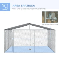 PawHut Kennel per Cani in Metallo con Tettuccio in Tessuto Oxford e Porta con Blocco, 4x4x2.3m(m-4)