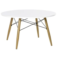 HOMCOM Couchtisch Wohnzimmertisch Beistelltisch Kaffeetisch Teetisch Nachttisch rund Holz + Metall Natur + Weiß Ø80 x H45 cm(m-1)