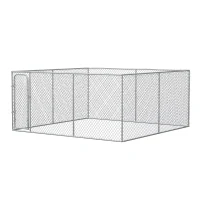 PawHut Kennel per Cani da Esterno a Maglie con Porta con Blocco in Acciaio, 400x400x182cm, Argento(m-10)